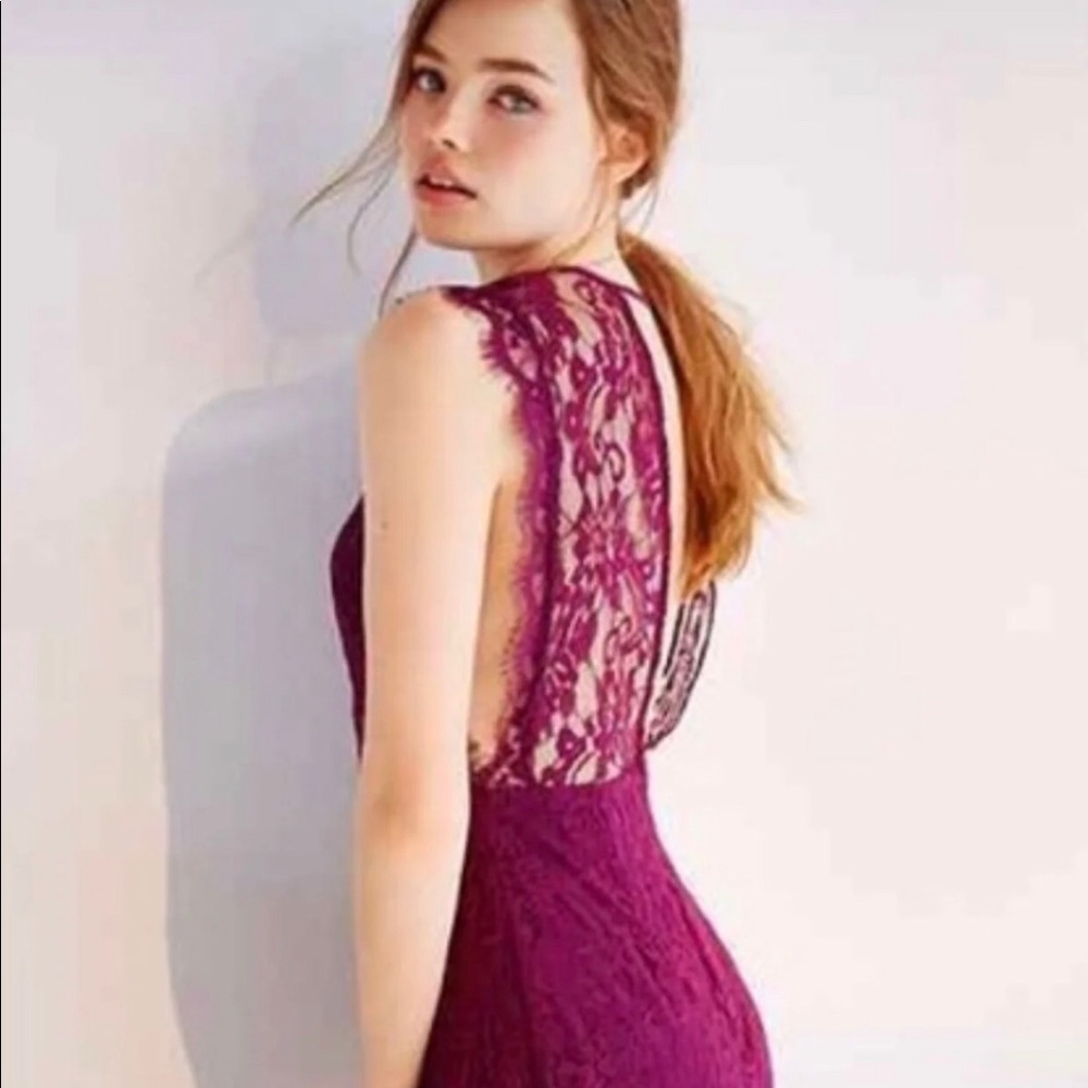 Kimchi Blue Pinafore Lace Plum Dress
